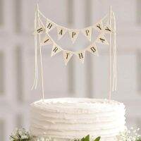 Birthday Cake Flag Topper Baking Decoration Tools Wood Paper Happy Birthday Party Decor Gadgets Banner