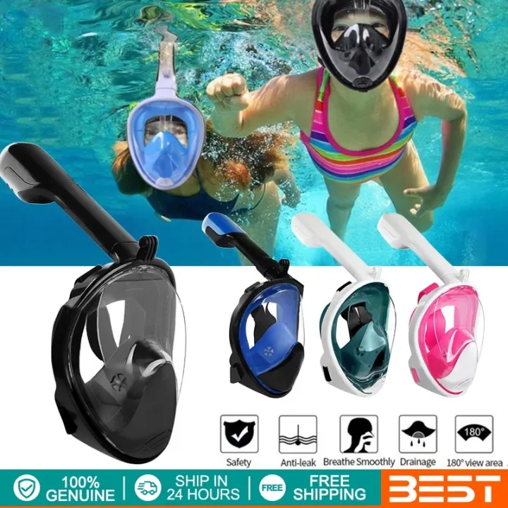 Full Face Snorkeling Mask Set Anti Leak Easy Breathe Snorkel Diving ...