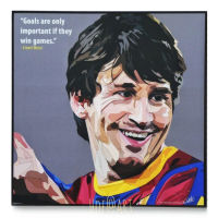 Lionel Messi #1 ลีโอเนล เมสซี่ ​Barcelona บาร์เซโลน่า บาร์ซ่า รูปภาพ​ติด​ผนัง​ pop art พร้อมกรอบและที่แขวน ฟุตบอล​ กรอบรูป​​ ของขวัญ​​ แต่งบ้าน