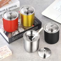 Thickened Stainless Steel Ashtray With Cover Dustproof and Windproof Ashtray Creative Home Car Living Room Decoration Gift