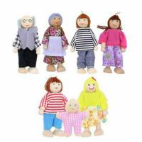 Doll House People Wooden Dollhouse Family Set of 7 Mini People Figures Doll House Furniture Accessories realistic