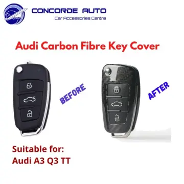 Carbon Fiber Hard Key Fob Chain Cover Accessories for Audi A1/A3/S3/Q3/Q7/TT