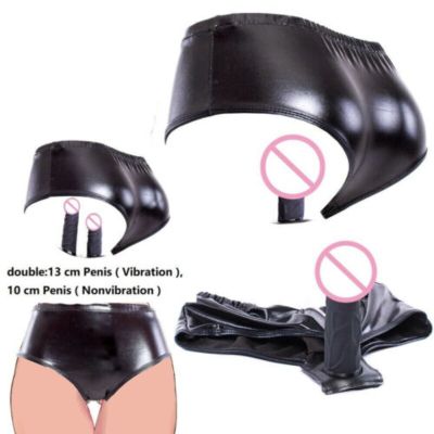SM PU Leather Chastity Belt Pants Device Panty Harness Bondage Underwear Cosplay BDSM Bondage Restraint Dildo with Vibrating
