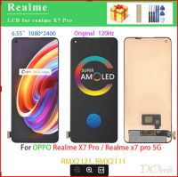 AMOLED ของแท้สำหรับ OPPO Realme X7 Pro X7Pro 5G RMX2121 RMX2111ชิ้นส่วนจอสัมผัสแอลซีดีของเครื่องแปลงดิจิทัลการเปลี่ยนการซ่อม