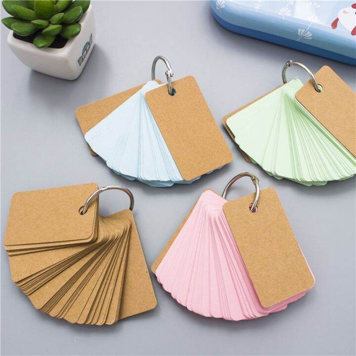 Kraft Paper Binder Ring Easy Flip Cards Study Memo Pads Portable