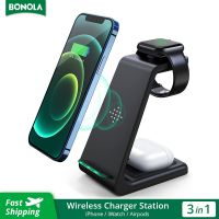 【ร้อน】 Bonola Qi 3 In 1แท่นชาร์จไร้สายสำหรับ Apple iPhone 12/11 /Xr/xs/airpods Pro/ 3/IWatch7 6โทรศัพท์สถานีชาร์จไร้สายที่รวดเร็ว