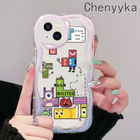 เคส Chenyyka สำหรับ iPhone 14 Pro Max 14 Plus 13 Pro Max 13 Mini เคสการ์ตูนน่ารักลาย Spoof มอนสเตอร์ Tetris วัสดุอัปเกรดเนื้อครีมกันกระแทกแบบใสคลื่นนุ่มเคสมือถือปลอกโปร่งใสลายกล้องถ่ายรูปฝาครอบป้องกัน