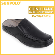 Dép sapo nam da bò SUNPOLO SB196D Đen Có size 44