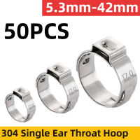 50 PCS Single Ear Hose Clamps 5.3-42mm Multi specifications สแตนเลสคุณภาพสูง 304 Ear Pipe Clamps Assortment Kit-lihaichao