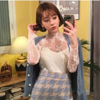 【Feb】 Summer Women Lace Floral Embroidery Blouses Shirt Ladies tops Sexy mesh Blouses Transparent Elegant See through Black Shirt