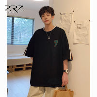 2Rz Mens Cotton Short-Sleeved T-Shirt Mens Fashion Brand Loose Base Shirt Cotton Mens Clothing Hong Kong Style Oversize T-Shirt