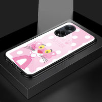 Case4you สำหรับ OPPO A1 5G F23 5G A98 5G การ์ตูนสำหรับเด็กผู้หญิงพิงค์แพนเตอร์แสนซนตลกเสือดาวป๊อปไทด์เคสมือถือกันกระแทกมันวาวเคสโทรศัพท์หลังกระจกเทมเปอร์