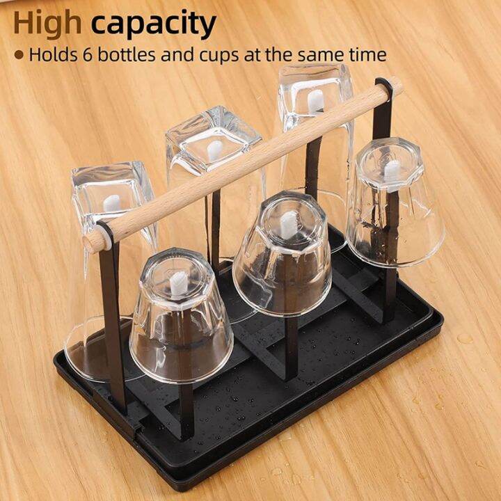 bottle-holder-dish-drainer-bottles-6-bottle-stand-metal-cup-holder-with-drip-tray-and-bottle-dryer-for-bottles-and-cups