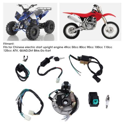 คอยล์จุดระเบิด CDI Spark Plug Wire Harness Magneto Stator Kit สำหรับ 50cc ‑140cc Kick Start Dirt Pit Bike ATV