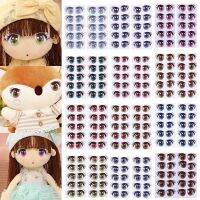 10Pairs Eyelashes Cartoon Eyes Stickers Anime Figurine Face Organ Paster Clay Decals Accessories