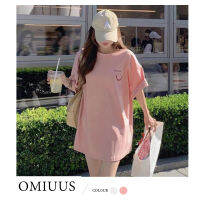 OMIUUS เสื้อยืดแขนสั้นสำหรับผู้หญิง,เสื้อยืดแขนสั้นลายหน้ายิ้มดีไซน์ใหม่ฤดูร้อนเสื้อนักเรียนครึ่งแขนหายไป