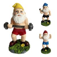 Funny Garden Gnomes Gnome Weightlifting Indoor Sculpture Weather-Resistant Gnome Tabletop Decoration for Gardens Courtyards Lawns Bedrooms excitement