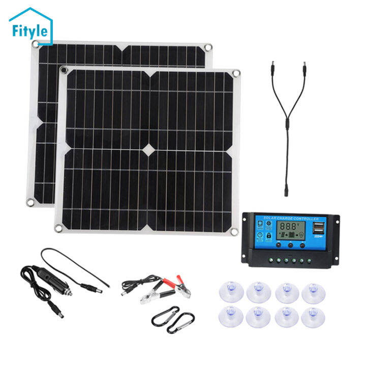 Fityle 50 Watt Solar Panel Charger with Charge Controller Off Grid ...