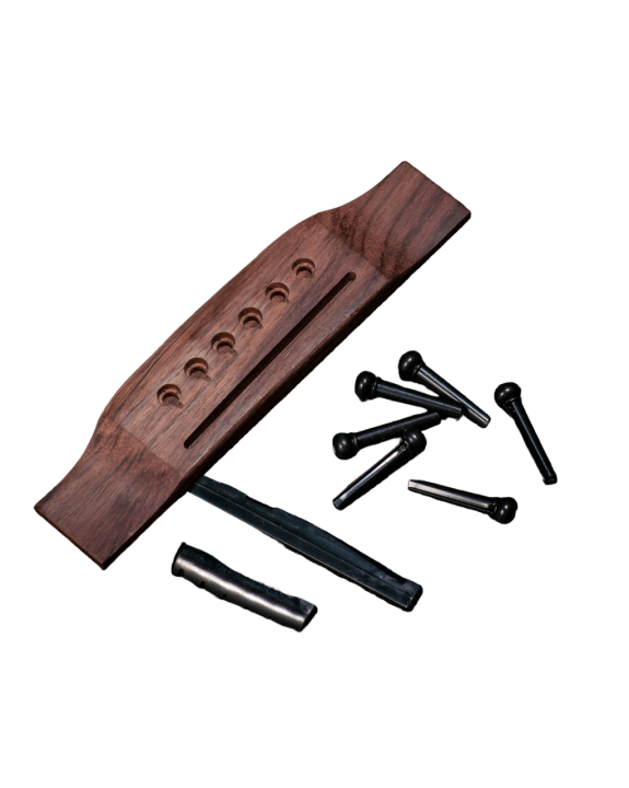 Acoustic guitar Bridge wood with 6pcs bridge pin, saddle, and nut ( 1