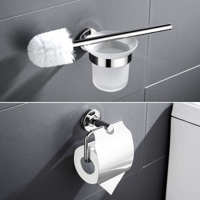 Bathroom Hardware Accessories Stainless Steel Polish Tissue Holder With Lid Toilet Brush Holde