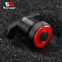 ▫☂ WEST BIKING Bicycle Smart Brake Rear Light Alumimum Alloy IPX6 Taillights Rechargable Auto Start Bike Tail Safety Flash Light