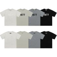 ? High Street T-shirt FOG double thread ESSENTIALS flocked 1977 printed loose couple round neck short sleeve t-shirt