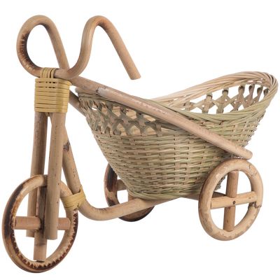 Bamboo Handmade Woven Straw Fruit Basket Wicker Rattan Food Bread Organizer Kitchen Decorative Bicycle Gift Neatening Organizer