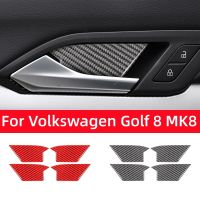 For Volkswagen Golf 8 MK8 2020 2021 Auto Inner Door Handle Bowl Cover Decoration Stickers Carbon Fiber Car Interior Accessories