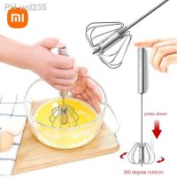 XIAOMI Semi-Automatic Egg Beater 304 Stainless Steel Egg Whisk Manual Hand Stick Mixer Self Turning Egg Stirrer Kitchen Egg Tool