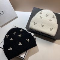 New Autumn And Winter Warm Water Diamond Rabbit Hair Knitted Hat Fashion Celebrity Style Age Reducing Ear Protection Hat