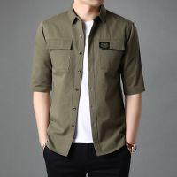 【Apr】 2022 shirt mens summer Korean fashion casual new mens mens shirt youth tooling five-quarter sleeve shirt