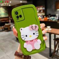 เคสโทรศัพท์ Hello Kitty เคสโทรศัพท์กระจกสัมผัสลายคลื่นลูกใหญ่สำหรับ Y21T Y33S VIVO Y21 Y15A Y21A Y21S Y21G Y21E Y17 Y15 Y12 Y12i Y15S 1902 1904แฟชั่นไซส์ใหญ่น่ารักป้องกันการตก