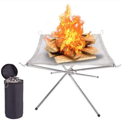 Bonfire Campfire Pit Camping Wood Stove Stand Frame Fire Rack Stainless Steel Foldable Mesh Fire Pit Outdoor Patio HeaterHeating