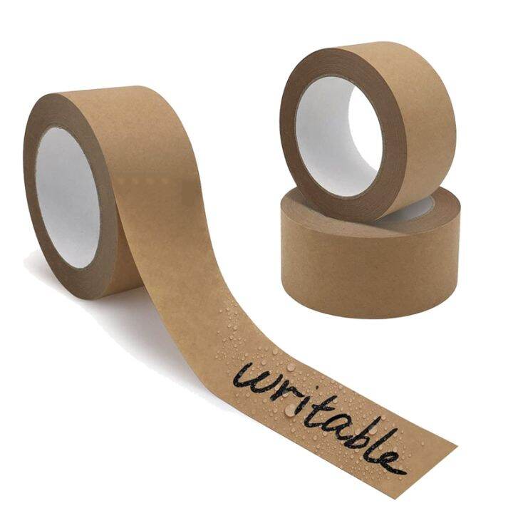 3 Rolls Brown Paper Tape Writable Brown Shipping Tape No Plastic