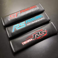 2Pcs Tierra RS ST Racing แผ่นรองไหล่สีดำคาร์บอนไฟเบอร์รถที่นั่งเข็มขัดเบาะป้องกันไหล่สำหรับ Ford RS ST Racing