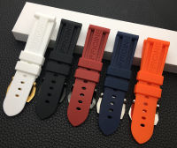 22mm 24mm 26mm Black Blue Red Orange white watch band Silicone Rubber Watchband replacement For Panerai Strap tools steel buckle