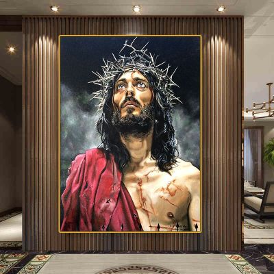 โปสเตอร์และศิลปะบนผนัง0706ของผู้ก่อตั้งศาสนาคริสต์มงกุฎหนามอันทันสมัยของพระเยซูผ้าใบวาดภาพ