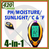 Soil test 4 in 1 ดิจิตอลดินความชื้น Meter PH Meter อุณหภูมิแสงแดดทดสอบ ที่วัดค่าดิน Tester Cannadude420