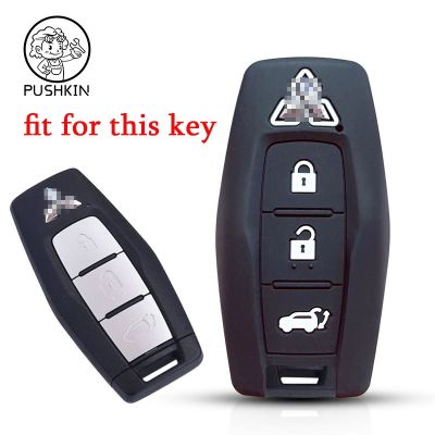 dfthrghd For Mitsubishi Outlander 2023 2022 3 Bottons Silicone Car Key Case Fob Cover Shell Keychain Remote Key Holder Accessories