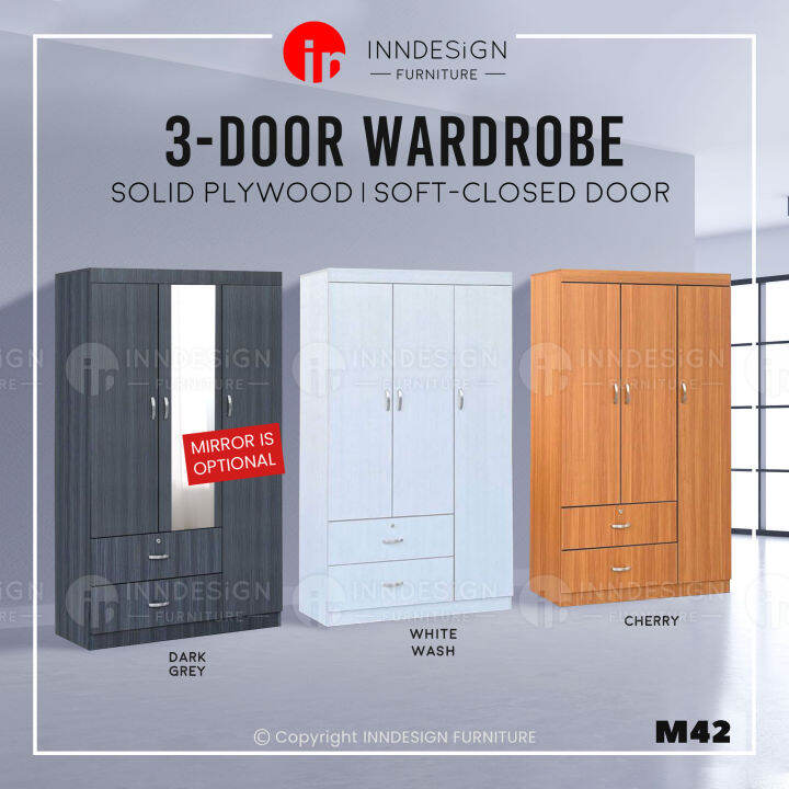 [INNDESIGN.SG] 3 DOORS SOFTCLOSED DOOR SOLID PLYWOOD WARDROBE (Fully