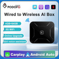 Podofo Original CarPlay Mini Ai Wireless CarPlay Android Auto สำหรับ Audi Bmw Mazda Toyota Airplay Android Cast