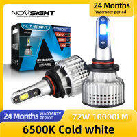 NOVSIGHT 1 คู่ LED รถ LED H4 ไฟหน้ารถหลอดไฟ 2pcs Turbo โคมไฟ 6500K 10000LM HB4 ไฟหน้าหมอกไฟ 72W