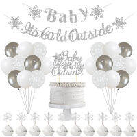 CHEEREVEAL Sliver สีฟ้าสีชมพู Snowflake Theme Baby Shower ตกแต่ง Baby It S Cold ด้านนอกแบนเนอร์เค้ก Topper Snowflake บอลลูน Winter Wonderland Baby Shower อุปกรณ์ตกแต่ง