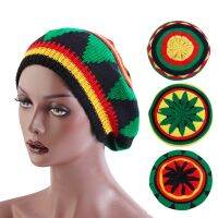 Beret Knitted Cap For Mens Women Jamaican Rasta Knit Beanie Hat 2022 Winter New Multi-colour Leaves Hip Hop Fashion Haircover