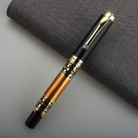 ❧✔✽ High Quality Metal 8012 Fountain Pen Business Black Golden Student Stationery Office School Supplies Gift Ink Pens