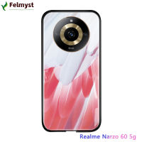 เคสโทรศัพท์สำหรับ Realme 11 5G Realme Narzo 60 5G,เคสกระจกนิรภัยมันวาวเคสกันกระแทกขนนกสวยงาม