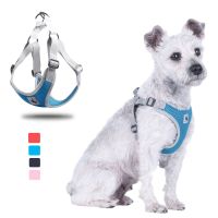 Pet Dog Harness Mesh Breathable Summer Pet Puppies Reflective Dog Cat Vest Harness Dog Soft Chest Strap for Small Medium Dogs Collars