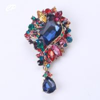 【YF】 Rhinestone Brooch Anti-fading Pin Multi-color Fixed Clothing Headband Large Drop Corsage Accessories