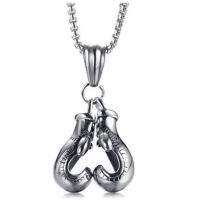 POTCET Unisex Stainless Steel Boxing Gloves Titanium Steel Necklace Pendant Geometric Fashion Hip Hop Party Jewelry