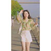 เสื้อแฟชั่นหรูหราแบบปรับแต่งได้สำหรับผู้หญิง2023 Atasan Sifon สไตล์หลวมใหม่